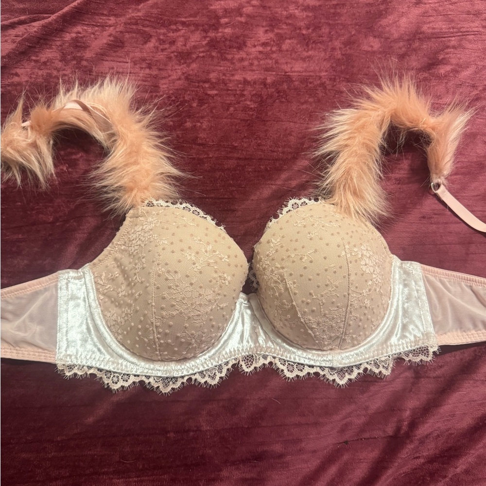 Victoria's Secret Pink Lace Bra with Faux Fur Straps